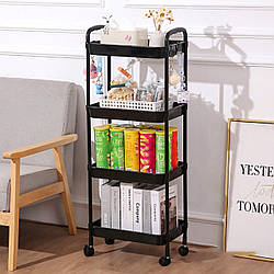 Стелаж на коліщатках 4 ярусний, 104х40х26см, SKLM-11 / Етажерка у ванну / Полиця на коліщатках / Стелаж на кухню