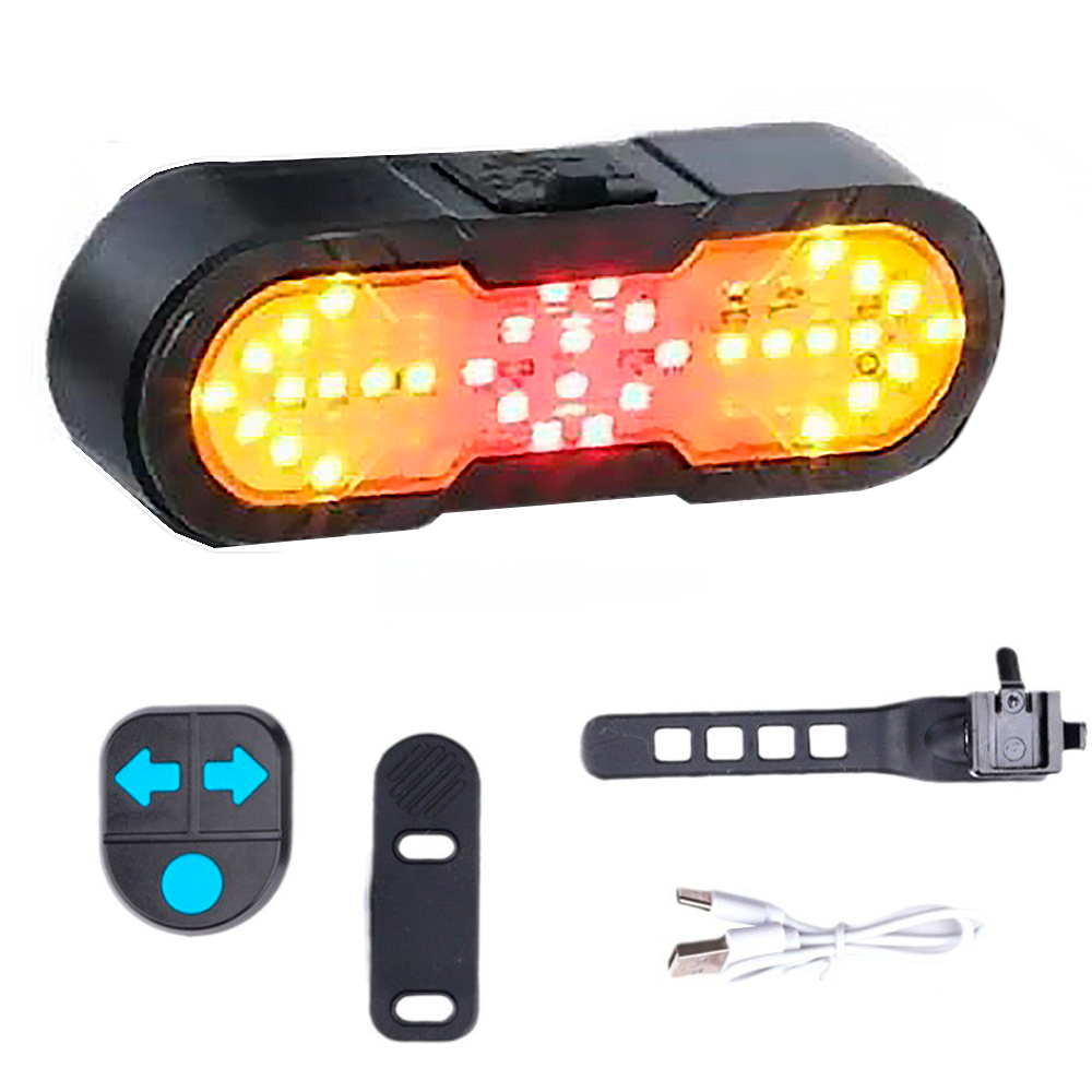 Задній габаритний велоліхтар з поворотами і сигналом CYGM-2229, дистанційний пульт, ЗП Type-C, АКБ Li-Ion, фото 1