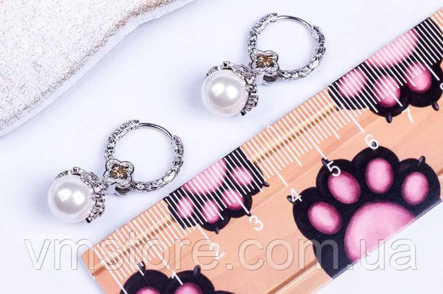 Серьги женские с жемчугом серебро