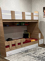 Двоярусне ліжко для дітей та підлітків Лунтик сонома з білим