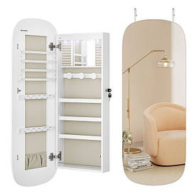 Підвісна шафа для прикрас із дзеркалом, світлодіодним підсвічуванням, замикається на ключ.