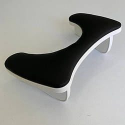 Підлокітник для манікюру похилий MrHelix, Чорний з білим, з білим кантом