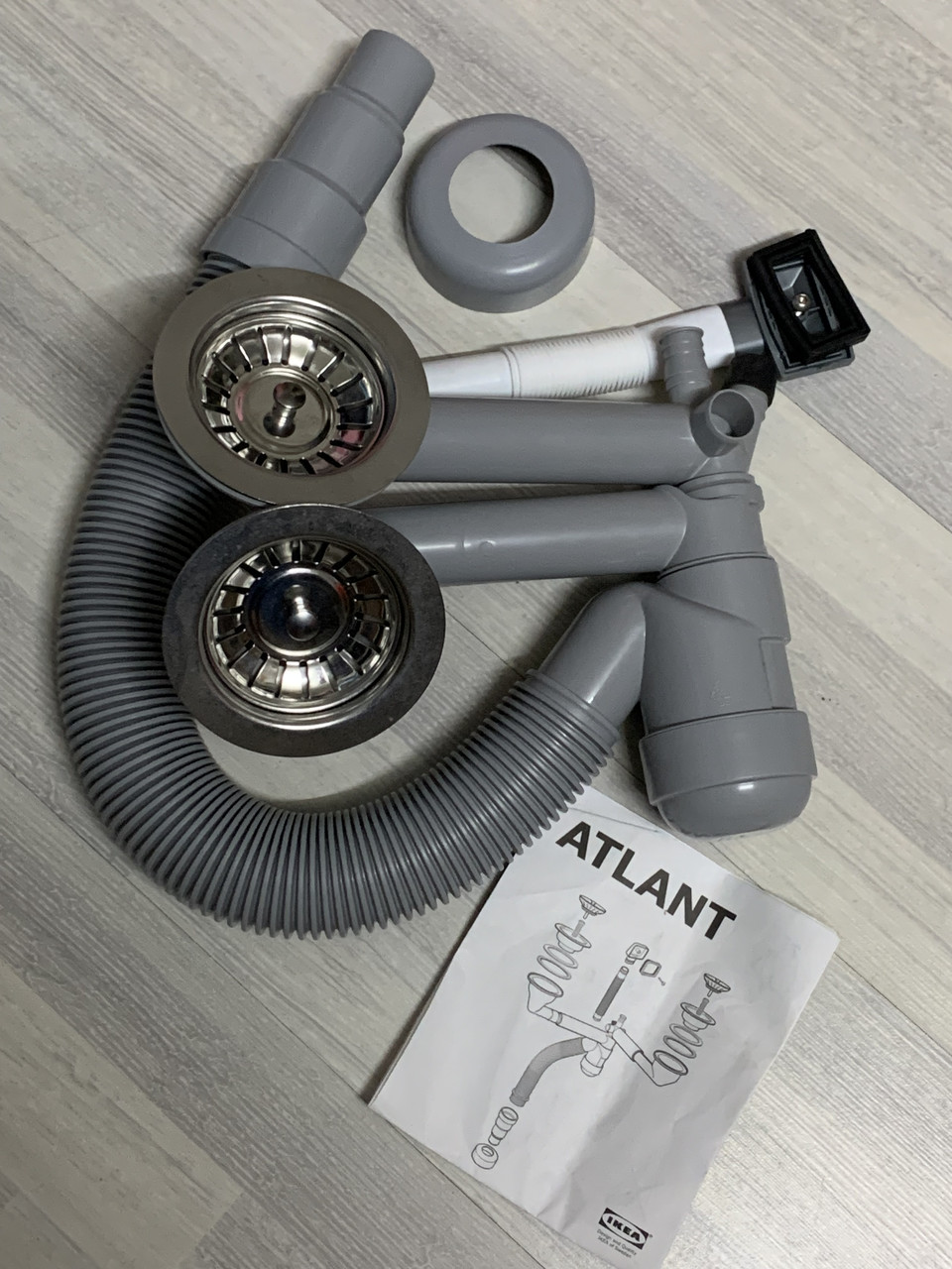 Сифон з переливом Prevex Atlant для подвійної кухонної мийки
