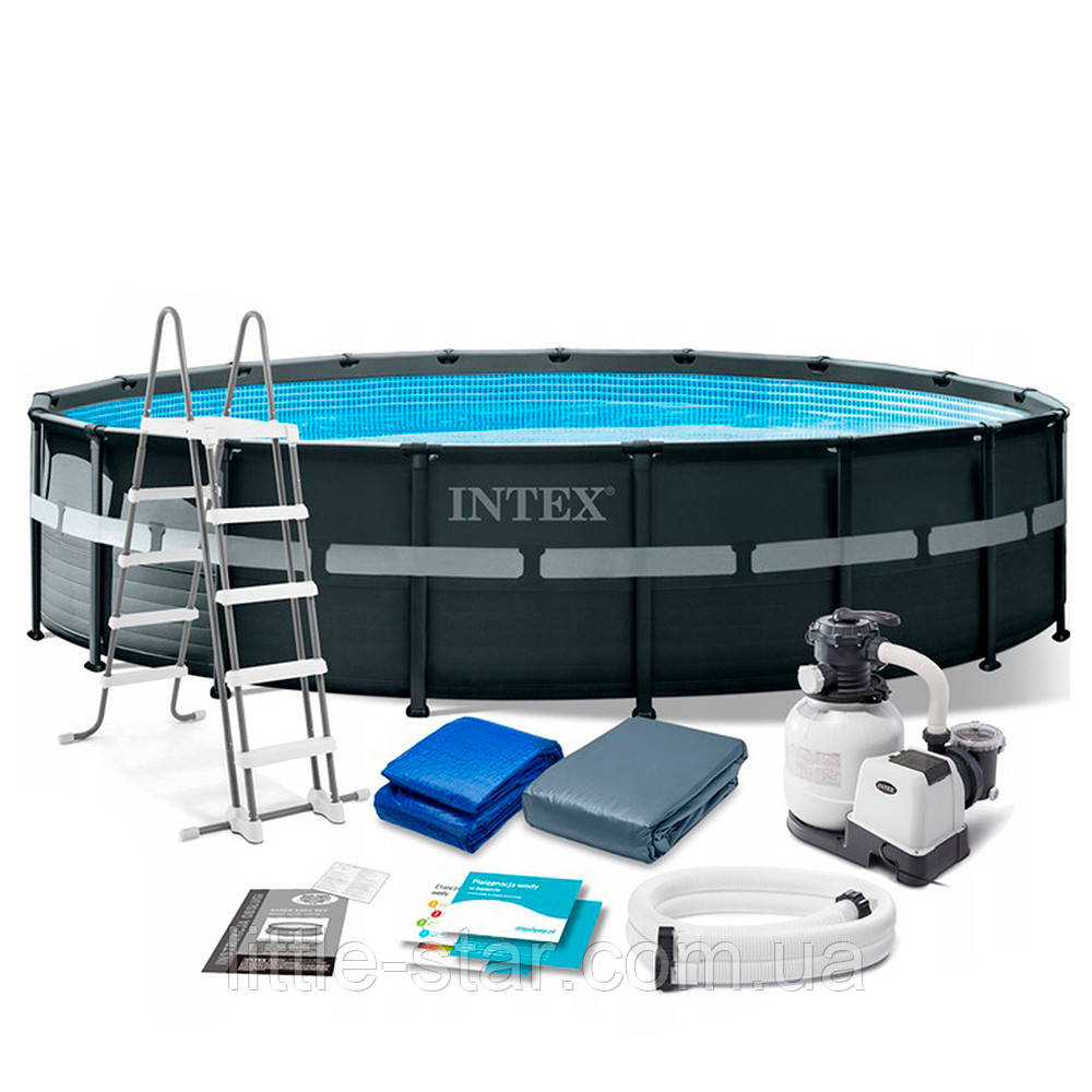 Каркасний басейн 549x132 см Intex 26330 NP, насос (6000 л/г), сходи, тент, підстилка, 26423 л