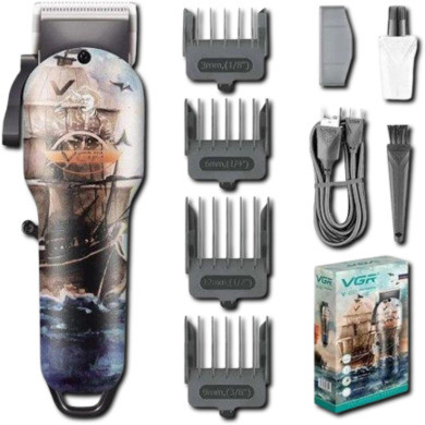Акумуляторна машинка для стрижки волосся та бороди бездротова VGR USB 5W V-690 (41888-V-690_414), фото 1