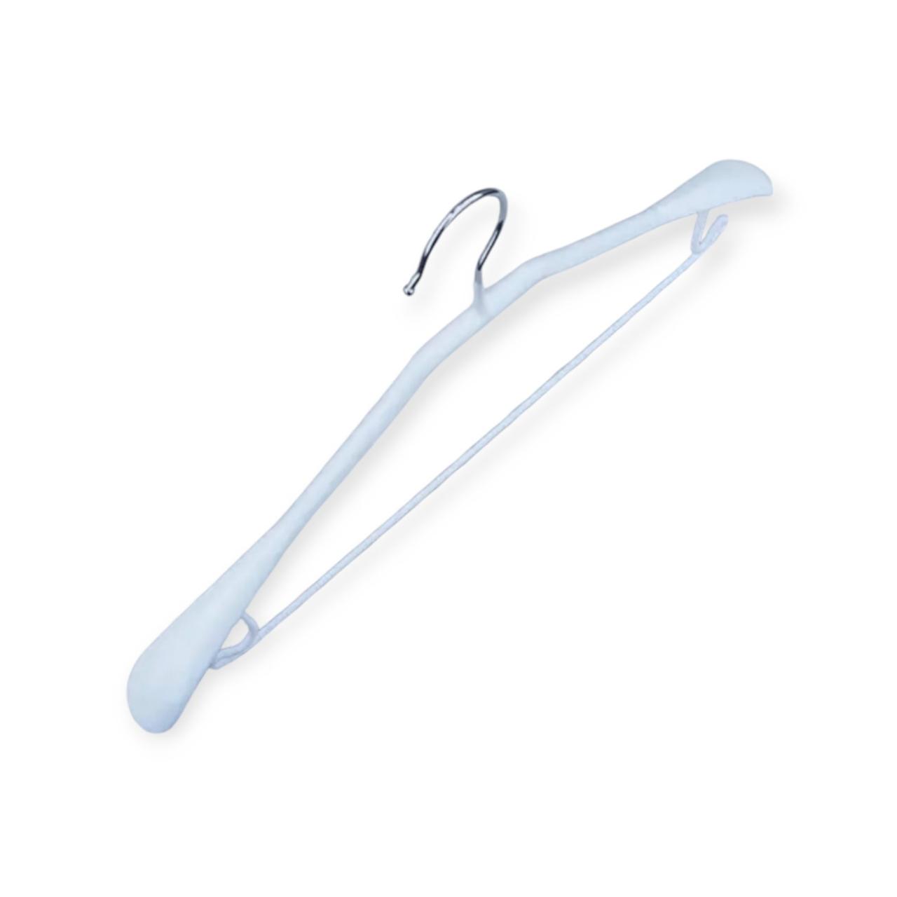 Силіконові вішалки 43 см плічки металеві з гачками та поперечиною білі уп. 5 шт, фото 1