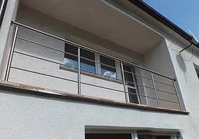 Перила/огородження з нержавіючої сталь AISI 201, поручень Ø38 мм, стійка Ø38 мм, 3 ригелі Ø12 мм, кріплення на