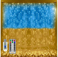 Гірлянда-штора Прапор України з пультом USB 3*3м XPRO SFK-10 (44873-16906_231)