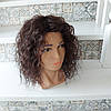 Перука з натурального волосся кучерявий каштановий ALESIA HH 16"-4, фото 7