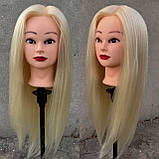 Манекен голова з натуральним волоссям 30% навчальна болванка манікен для зачісок стрижки перукарський, фото 2