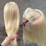 Манекен голова з натуральним волоссям 30% навчальна болванка манікен для зачісок стрижки перукарський, фото 3