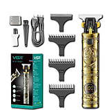 Тример для стрижки волосся та бороди VGR V-097 Gold, професійний, 4 насадки (44235-V-097_402), фото 3