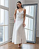 Вечірнє елегантне довге вечірнє плаття на бретелях, молочно-біле, фото 3