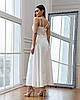 Вечірнє елегантне довге вечірнє плаття на бретелях, молочно-біле, фото 6