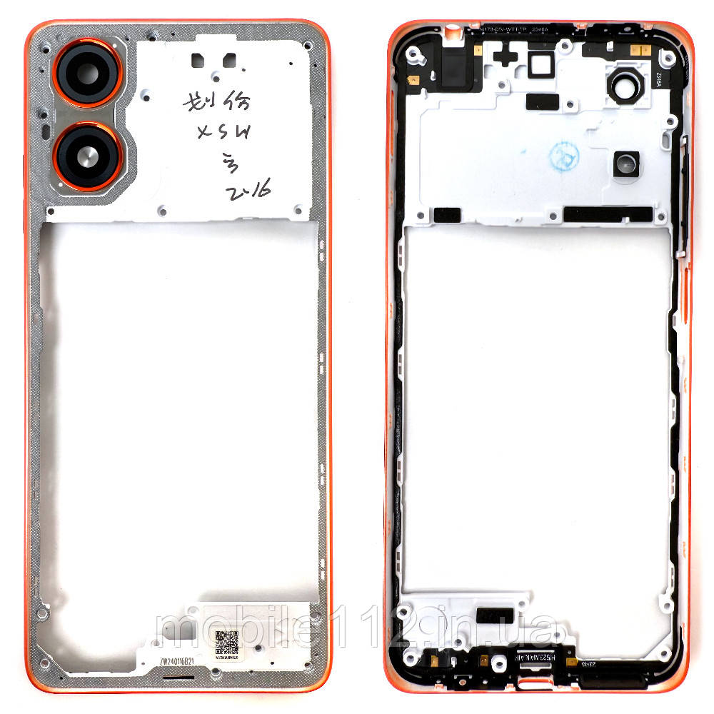 Рамка корпусу Motorola Moto G04 XT2421-2 жовтогаряча зі склом камери