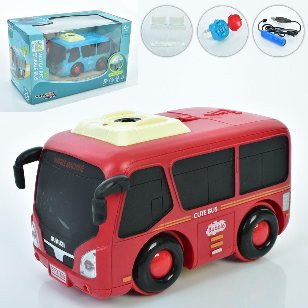Автобус YJ-065 радіокер.2,4G(пульт-браслет),акум.,мильні бульбашки-2запаски,USB,2кольори,світло,кор., фото 1
