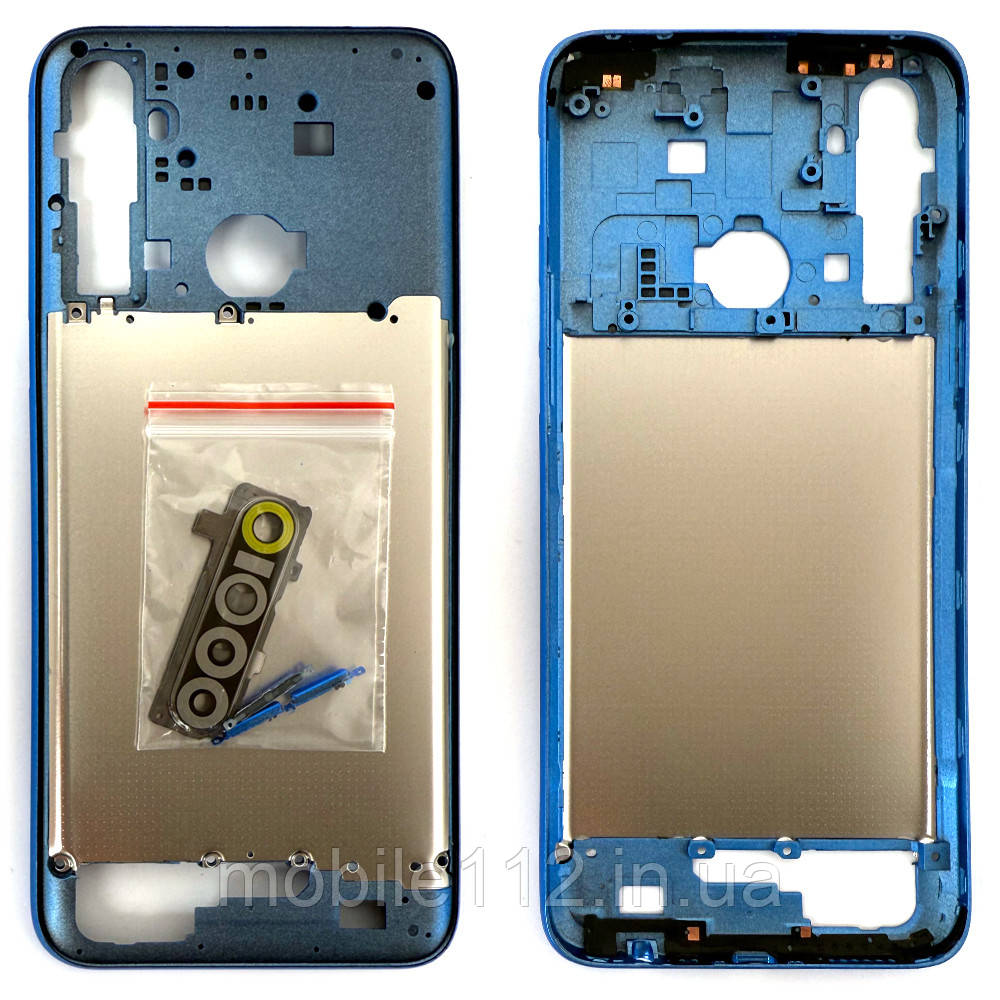 Рамка корпусу Realme 5 (синя зі склом камери), фото 1