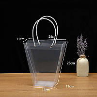 Сумка прозора для квітів і подарунків трапеція 26х24х11 см