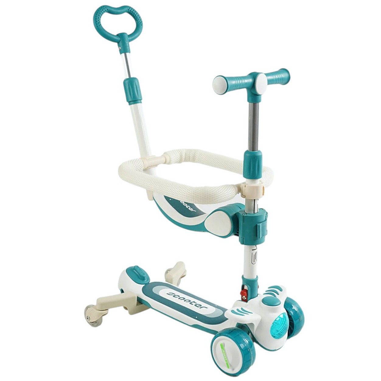 Самокат 5в1 Skyper із захисним бампером та дод. колесами (музика, підсвічування, укр. озвучка) арт. RT-12615, фото 1