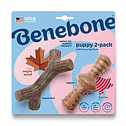 Набір із двох жувальних іграшок Benebone Puppy 2-Pack зі смаком бекону та кленового дерева для цуценят до 7 кг (650400)