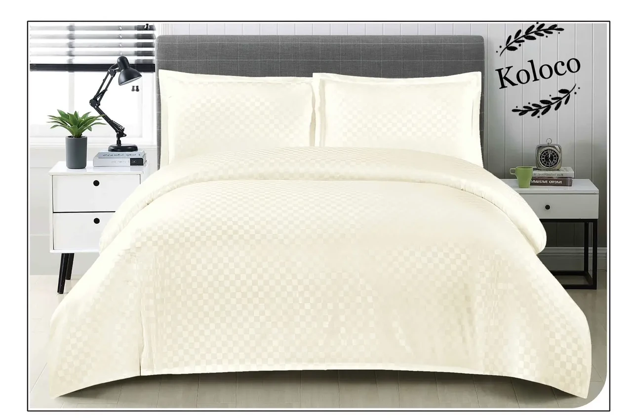 Постільна білизна Koloco Kube простирадло на гумці — крем