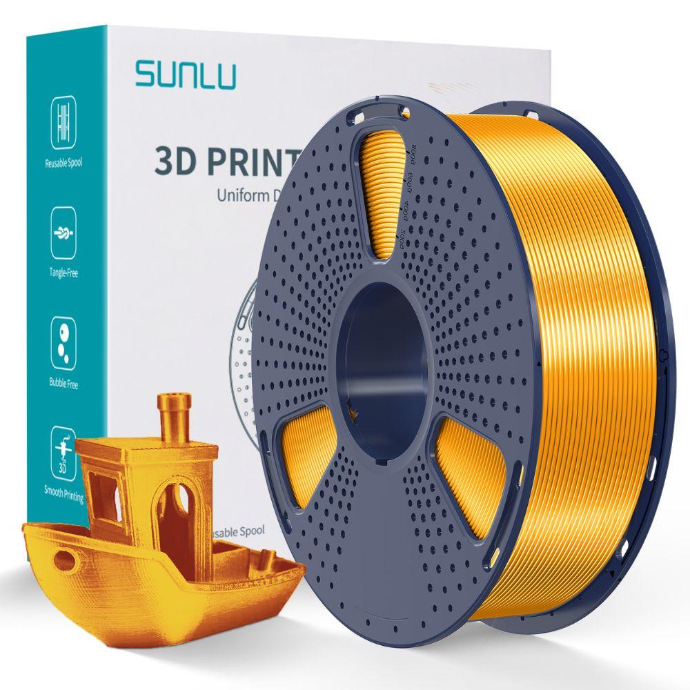 Пластик SUNLU Silk PLA+  Brass, Reusable Spool, 1.75мм, 1кг, 205-235°C, Латунний філамент для 3Д-друку, фото 1