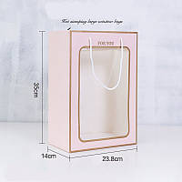 Подарунковий пакет із віконцем рожевий For you 24х35х14 см