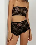 Жіноча чорна білизна високі трусики і мереживний топ, фото 6