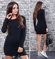 Ангоровое платье мини черное, без горла