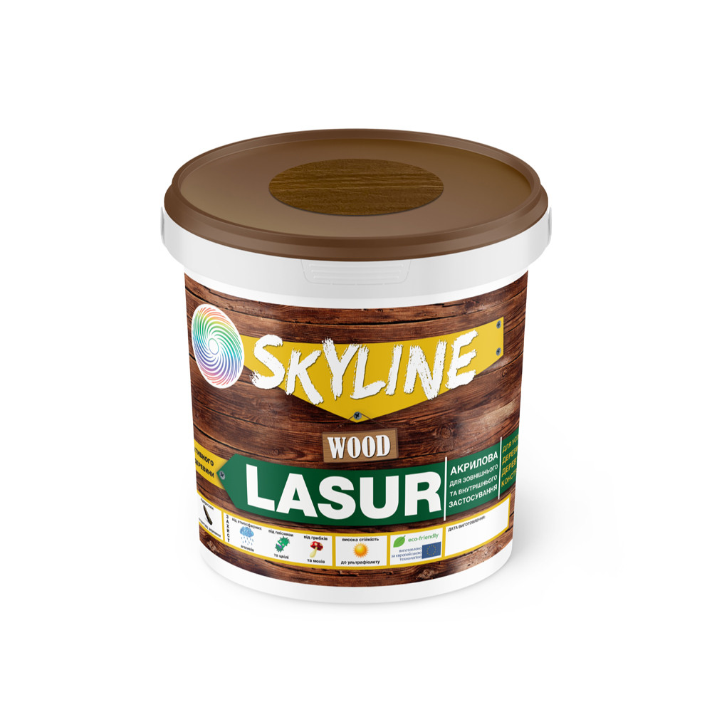 Лазур декоративно-захисна для обробки дерева LASUR Wood SkyLine Каштан 0.4 л