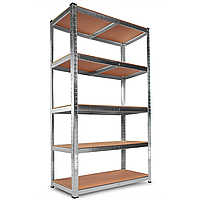 Стелаж металевий 180х90х40 см 5 полиць, навантаження - 175 кг на полицю (Сірий)