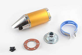 Глушник (тюнінг) 170 * 100mm, кріп. Ø78mm (нержавіюча сталь, короткий, золото, прямоток, mod:4)