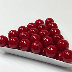 (20 грам) Намистини пластик Ø10 мм, Колір - Червоний
