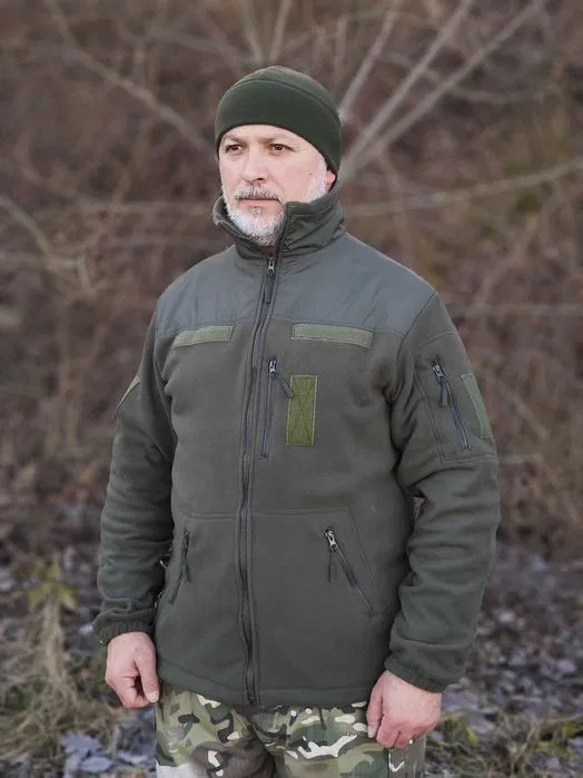 Кофта Тактична Фліс Олива 300 г/м2 з плащівкою, 4 кармани, 40, фото 1