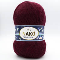 Пряжа мохерова (нитки для в'язання) Nako «Mohair Delicate» №6110, 100г,  500m, бордова