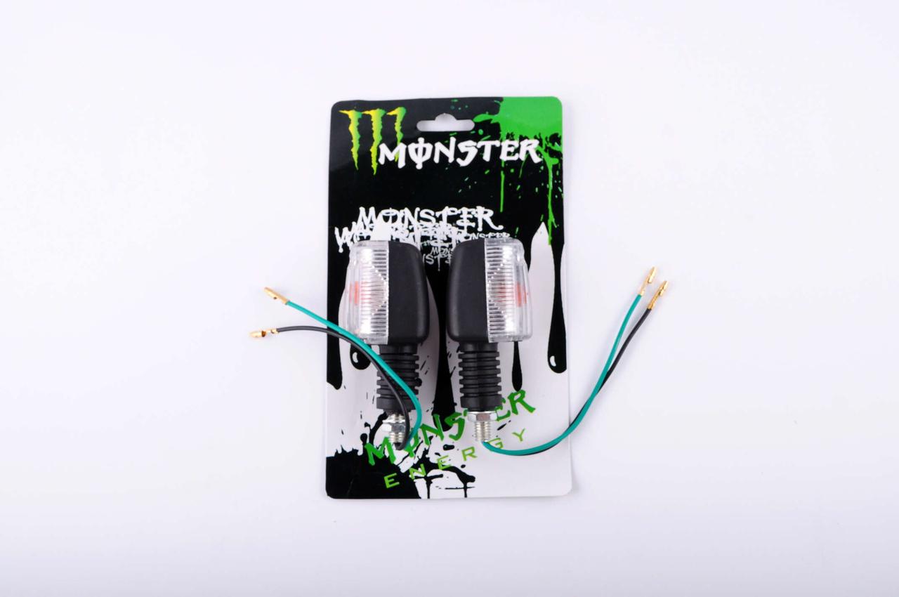 Повороти (пара) Suzuki АХ100 (прозорі) MONSTER ENERGY