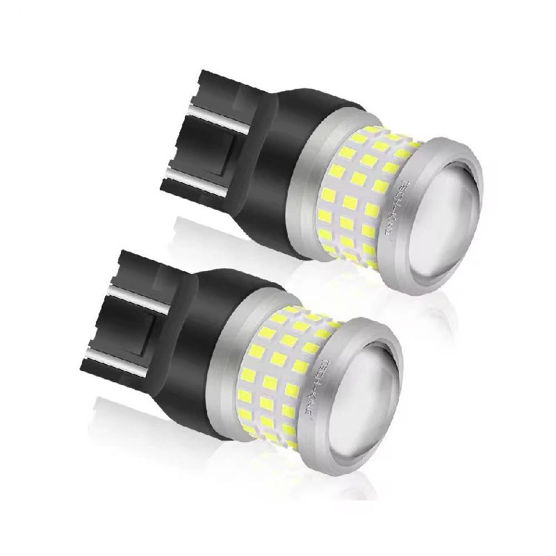 Led лампа T20 W21W 7440 9-80v 6w з лінзою для ДХО, заднього ходу, задній стоп/габарит із обманкою (CANBUS)
