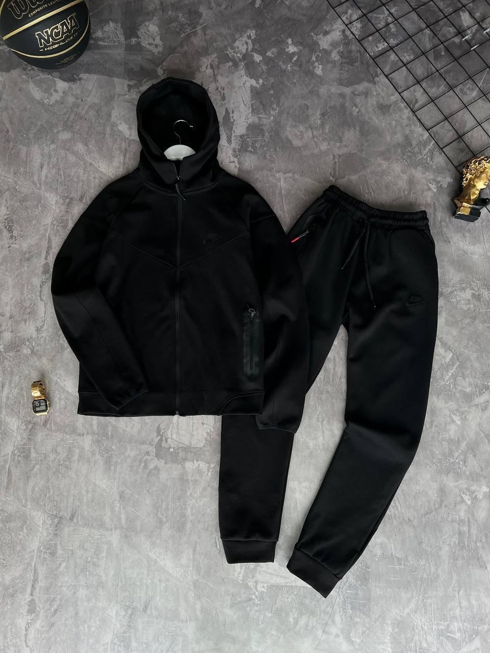 Костюм спортивний чоловічий чорний весна-осінь з капюшоном Nike (Найк)