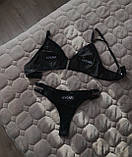 Спокусливий комплект білизни із сіточки з різними написами, фото 7