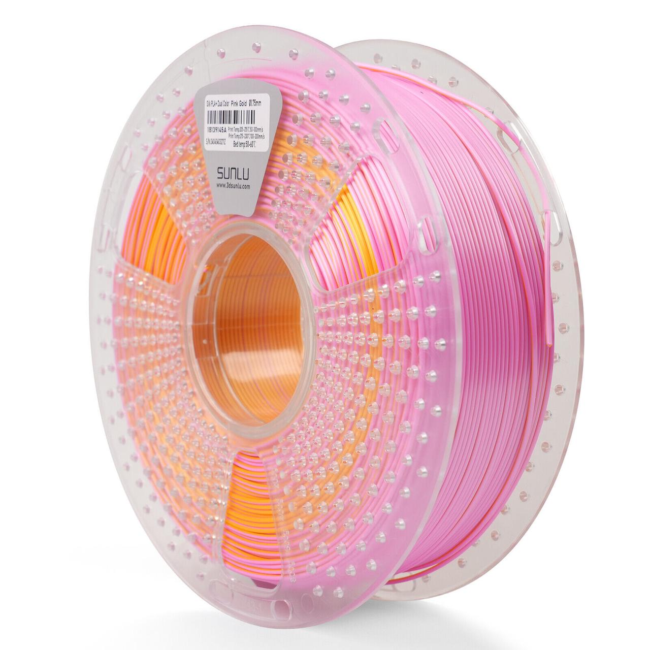 Пластик филамент SUNLU Silk PLA+ Dual Color Pink Gold, Reusable Spool, 1kg