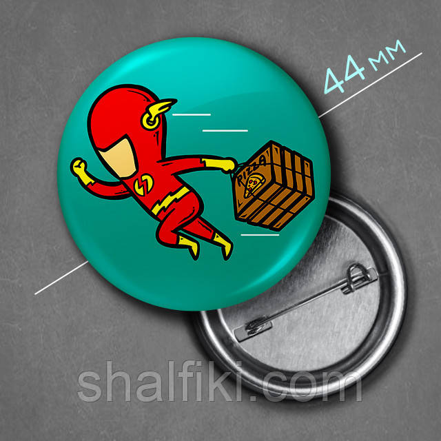 "Флеш з піцею" значок круглий на булавці Ø44 мм, фото 1