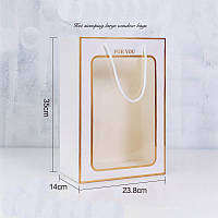 Подарунковий пакет із віконцем білий For you 24х35х14 см