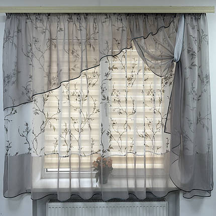 Елегантна тюль в дитячу, спальню на кухню №410 сірий, фото 1