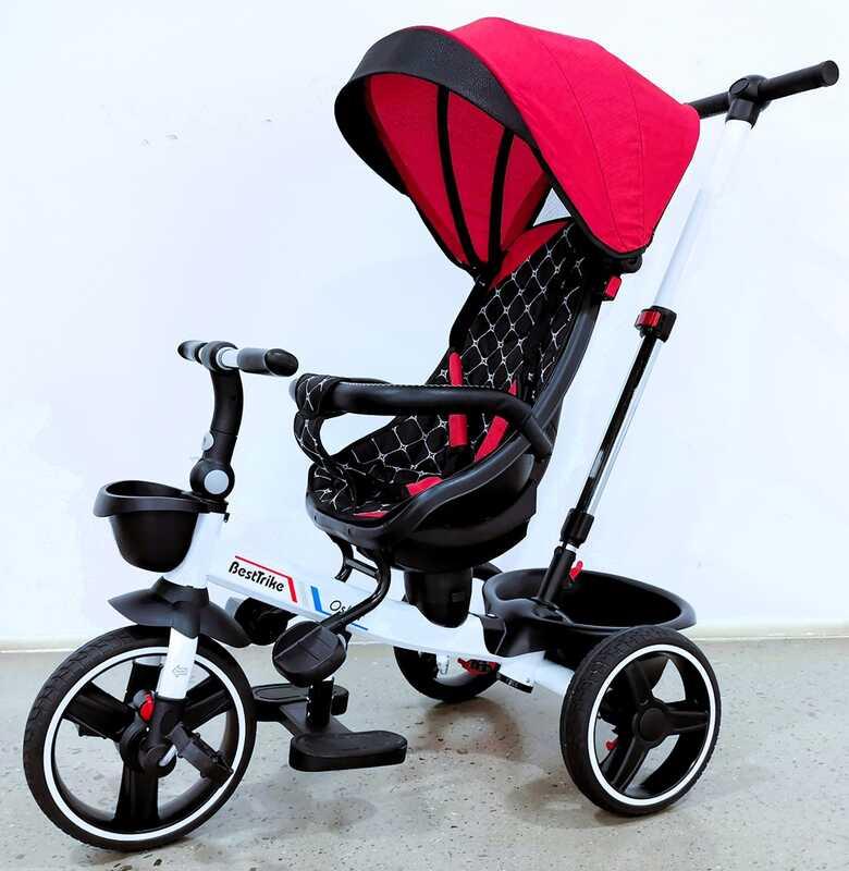 Дитячий триколісний велосипед — коляска BestTrike "Oscar" 6390 — 22-918, з батьківською ручкою, PU-колеса, фото 1