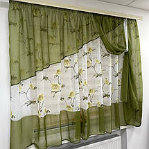 Елегантна тюль в дитячу, спальню на кухню №410 зелений, фото 3