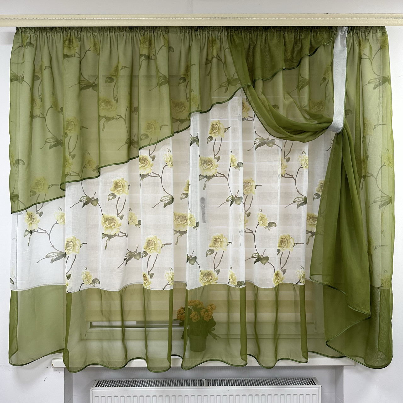 Елегантна тюль в дитячу, спальню на кухню №410 зелений