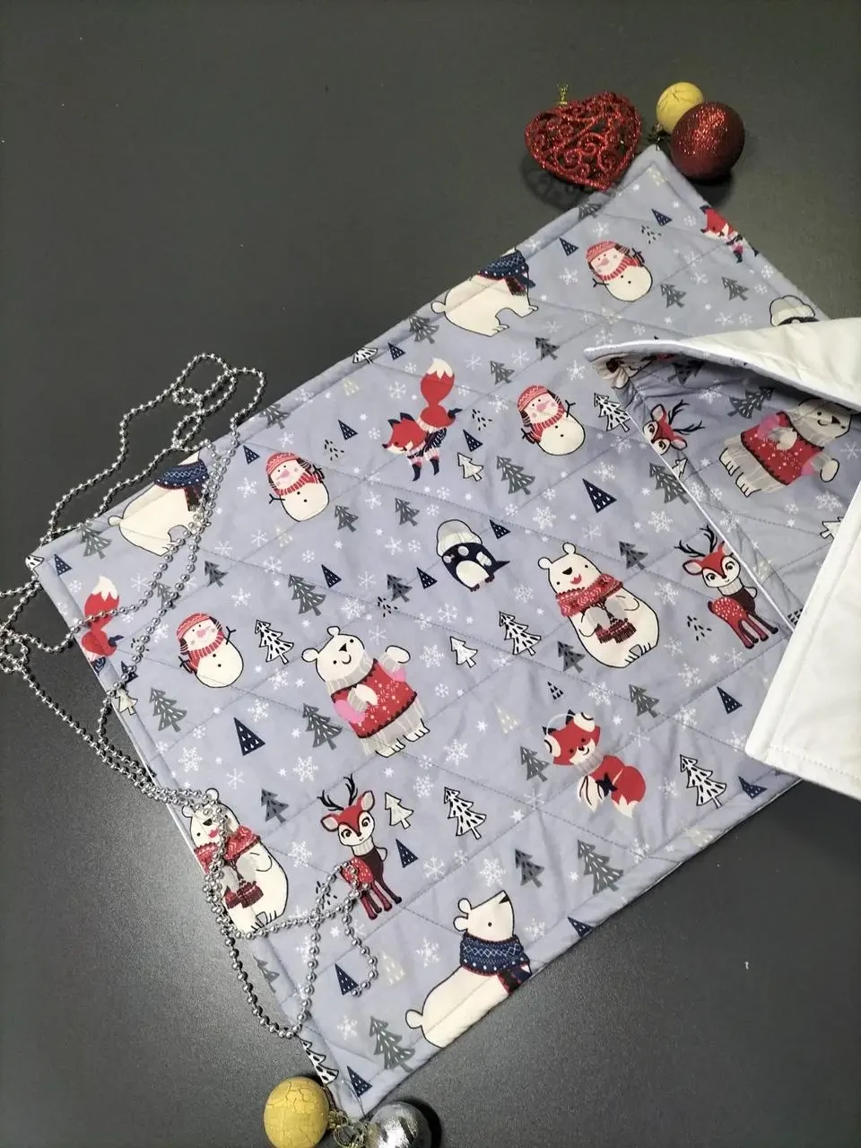 Пелюшка багаторазова для тварин L 60x60 см новорічна малята, фото 1