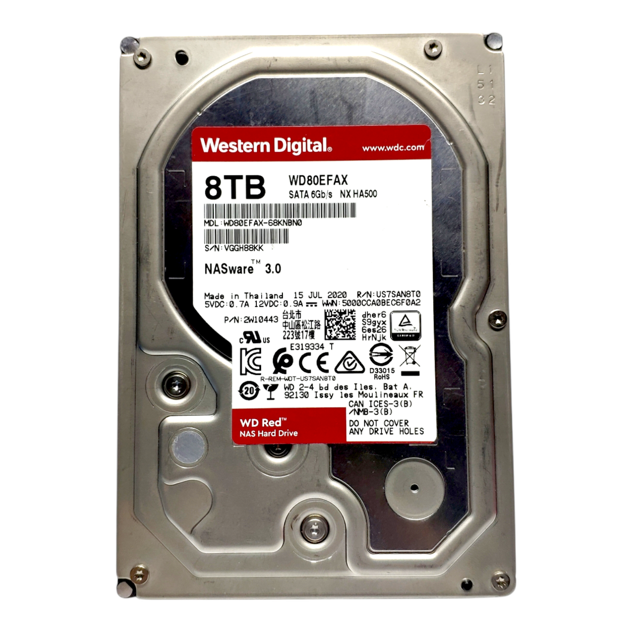 Жорсткий диск HDD 8TB 5400rpm 256MB SATA III 3.5 WD Red WD80EFAX для NAS