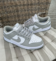 Жіночі чоловічі кросівки Nike SB Dunk Low Retro Gray White кеди Найк СБ Данк Лоу сірі низькі шкіряні весна осінь