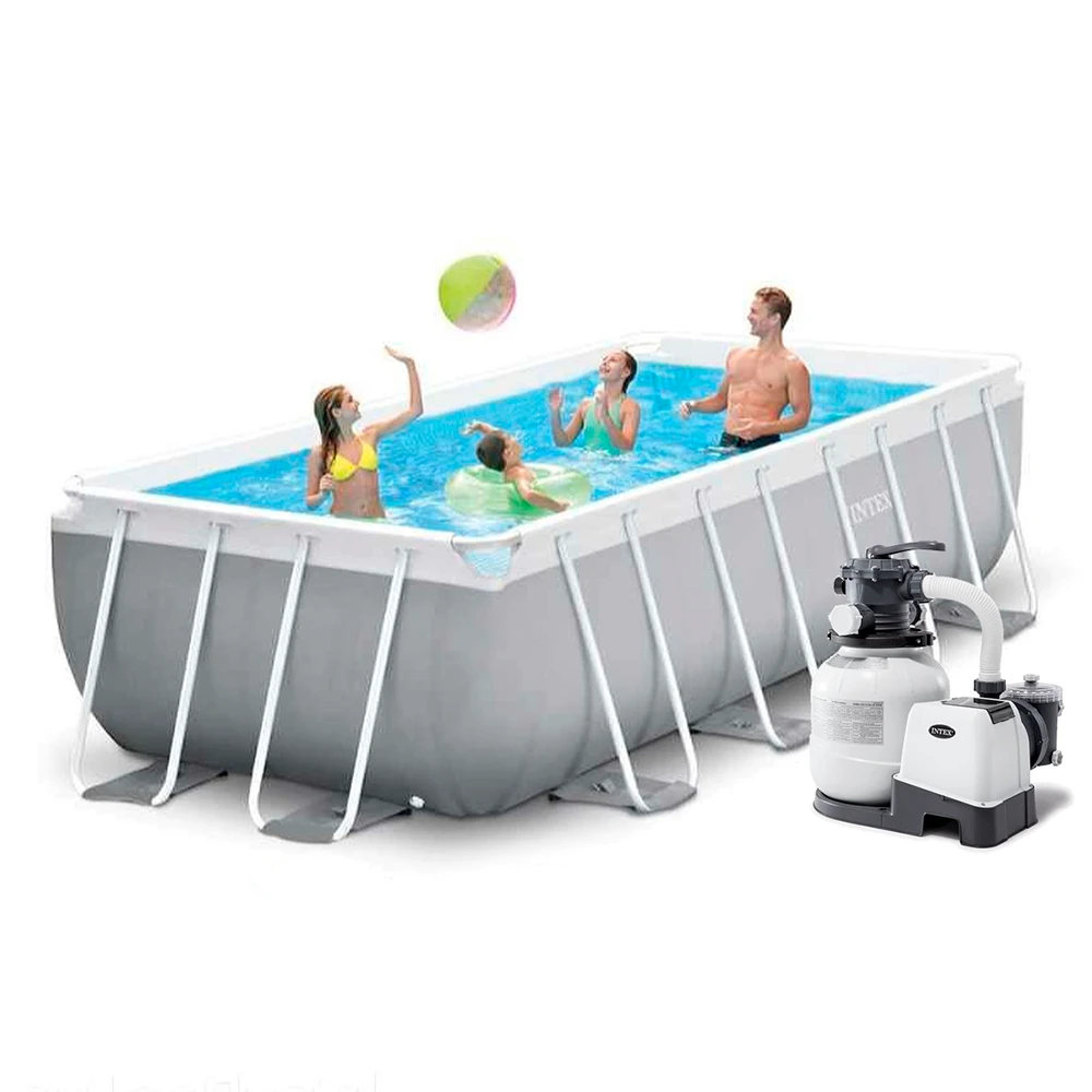 Каркасний басейн Intex 26788-6, 400 x 200 x 100 см (7 900 л/год, драбина, тент, підстилка)